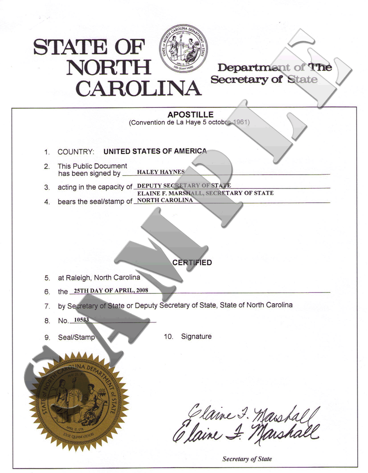 North Carolina Certificate Of Good Standing Certificate Of Existence